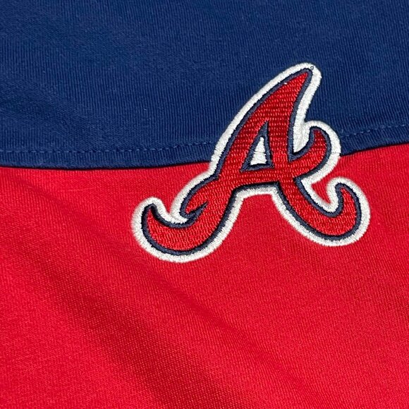 Atlanta Braves The Wild Collective Pullover Women's Size M Red/Navy Color Block - Picture 4 of 9